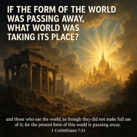 poster Age – World - If the form of the world was passing away, what world was taking its place? (1 Corinthians 7:31)