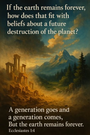 poster Earth Never Ends - If the earth remains forever, how does that fit with beliefs about a future destruction of the planet (Ecclesiastes 1:4)?