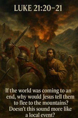 poster Flee to the mountains - If the world were truly ending, fleeing to the mountains would be pointless.