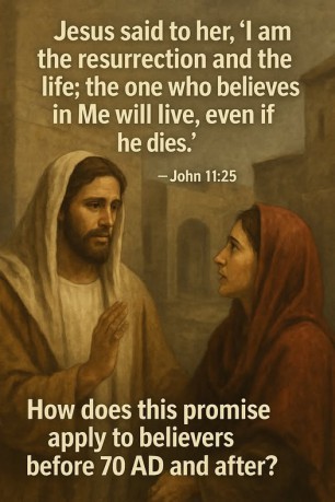 poster Resurrection - John 11:25 - How does this promise apply to believers before 70 AD and after? (John 11:25)